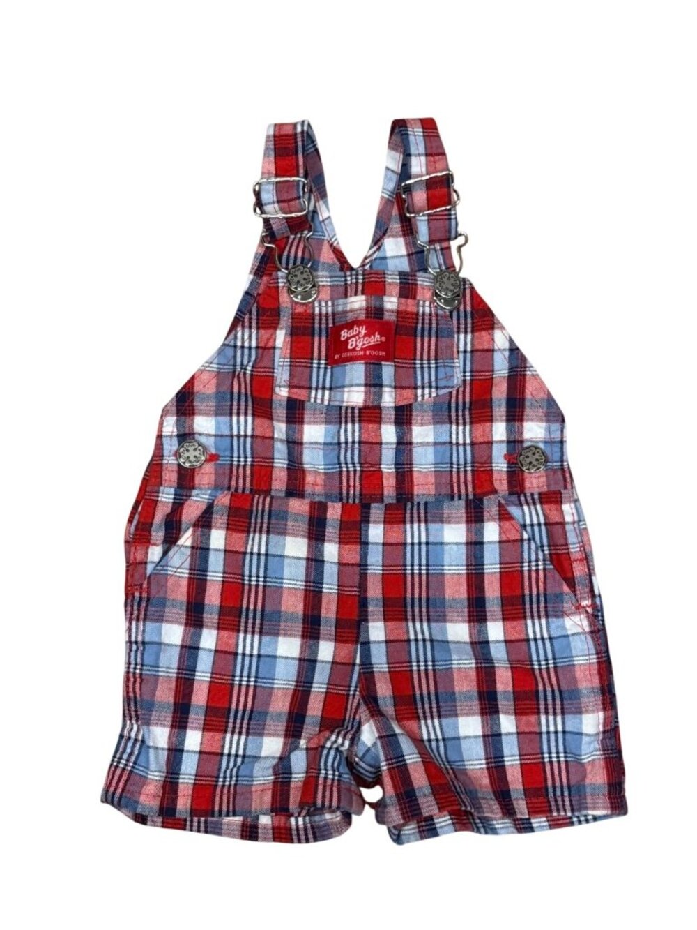 Vintage 90s Baby B Gosh Red & Blue Plaid Vestbak Overalls Size 12M Made In USA